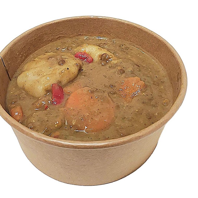 Coconut lentil curry, freshly made by Rooted Soul