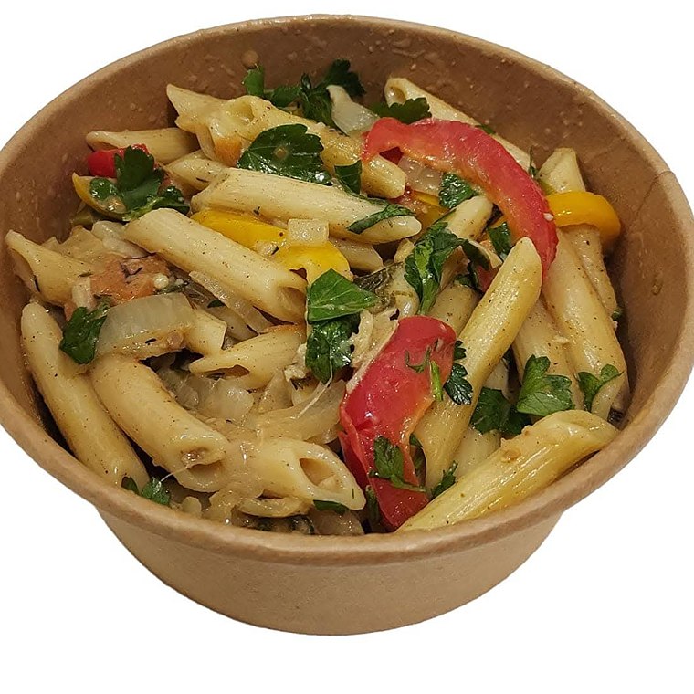 Rasta pasta, freshly made by Rooted Soul
