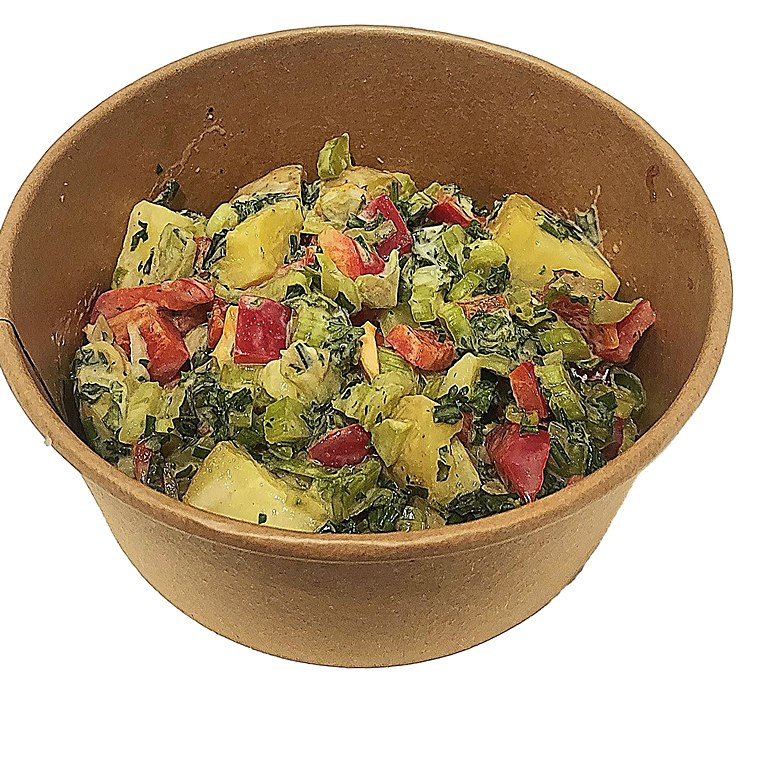Fresh Caribbean salad, freshly made by Rooted Soul